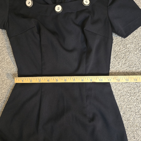 Bettie Page Tatyana Retro 40's Navy Blue Nautical Button Wiggle Dress XXS - Picture 5 of 11